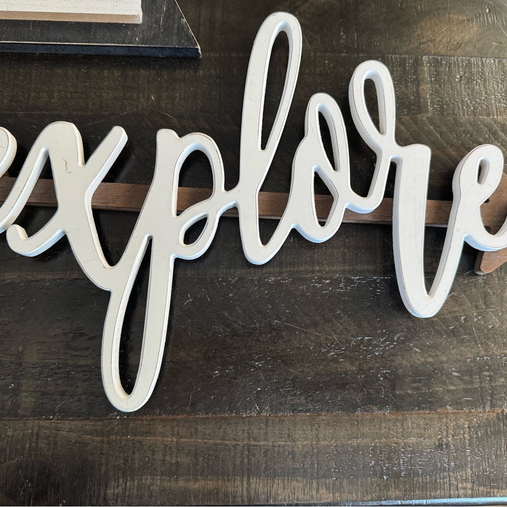 White and Brown Wall Decor Sign